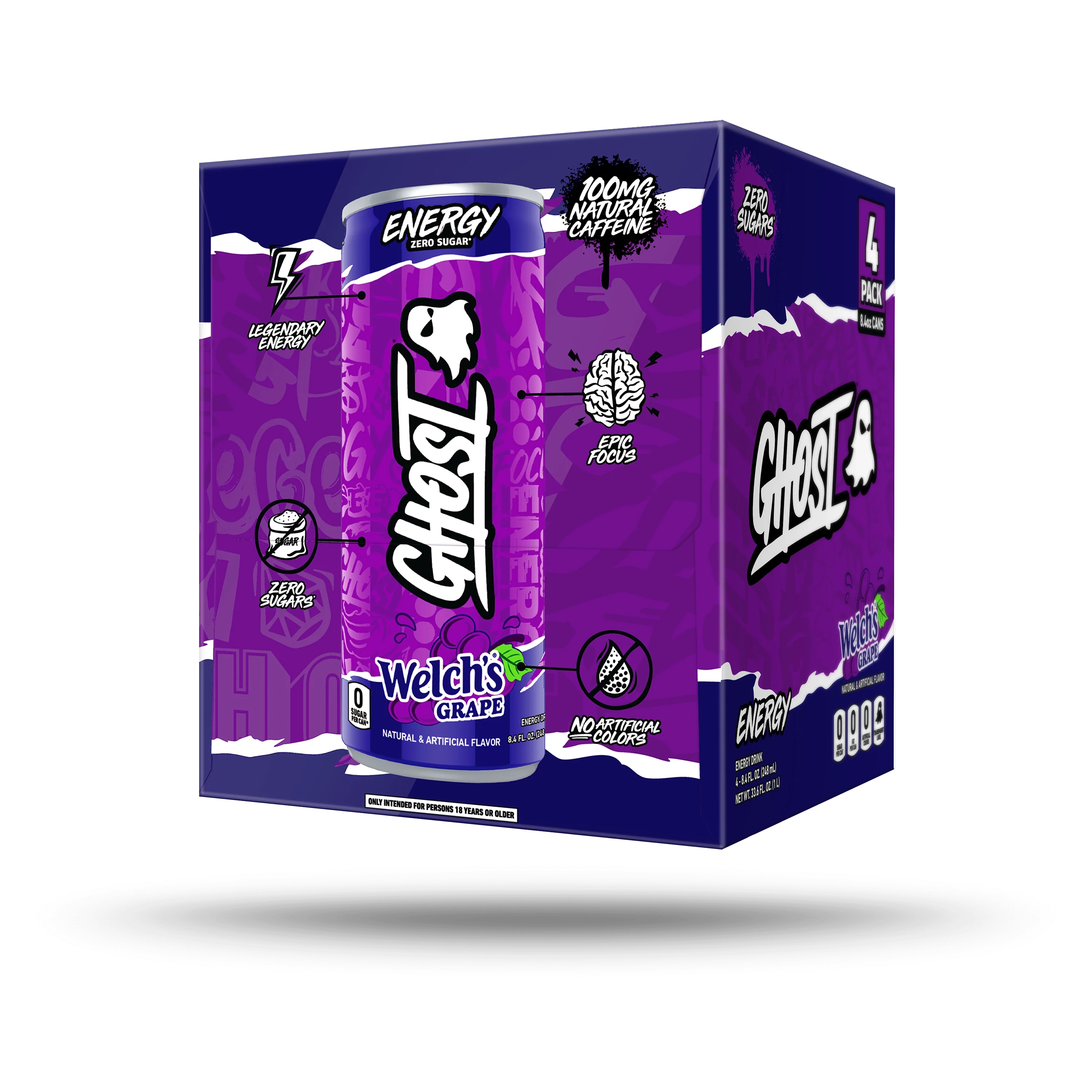 GHOST® ENERGY HALF CAN 4-PACK x WELCH'S® | WELCH'S® "GRAPE" 4-PACK - Image 2